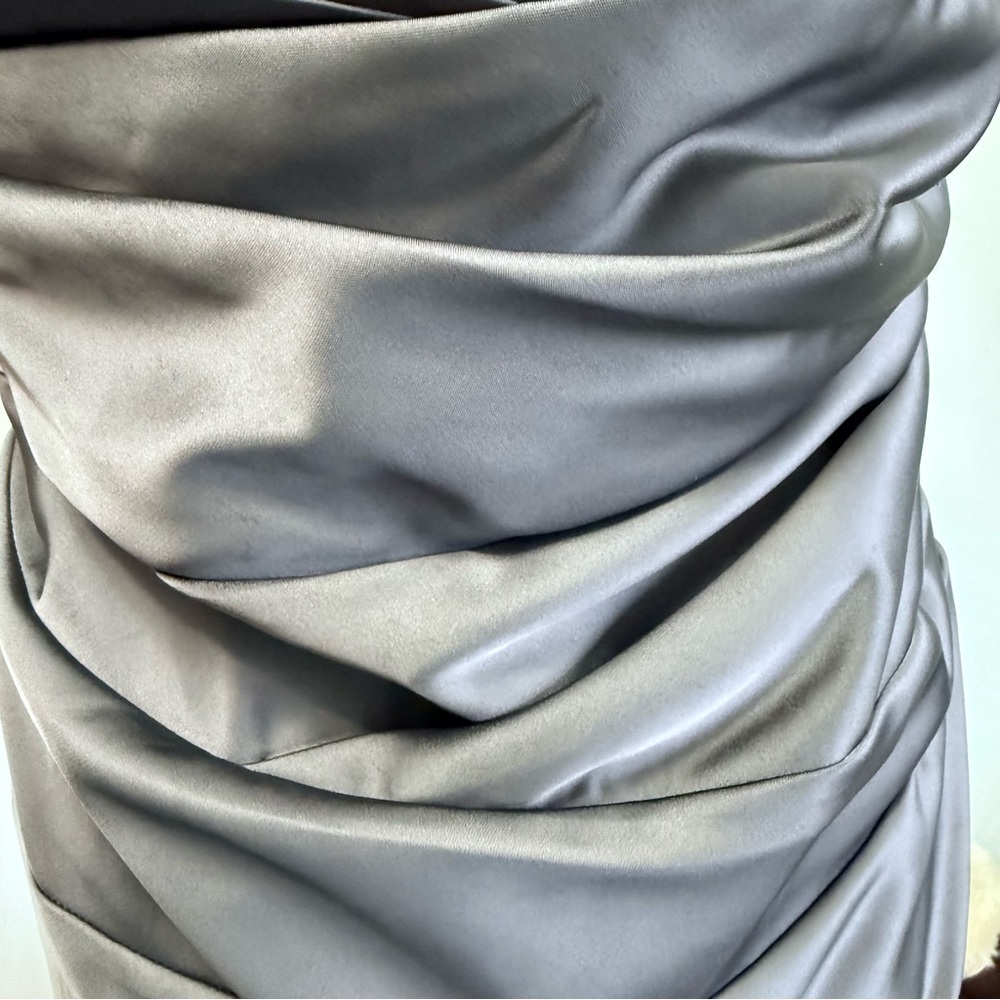 David's Bridal F14212 Strapless Pleated Formal Dress - Picture 4 of 7